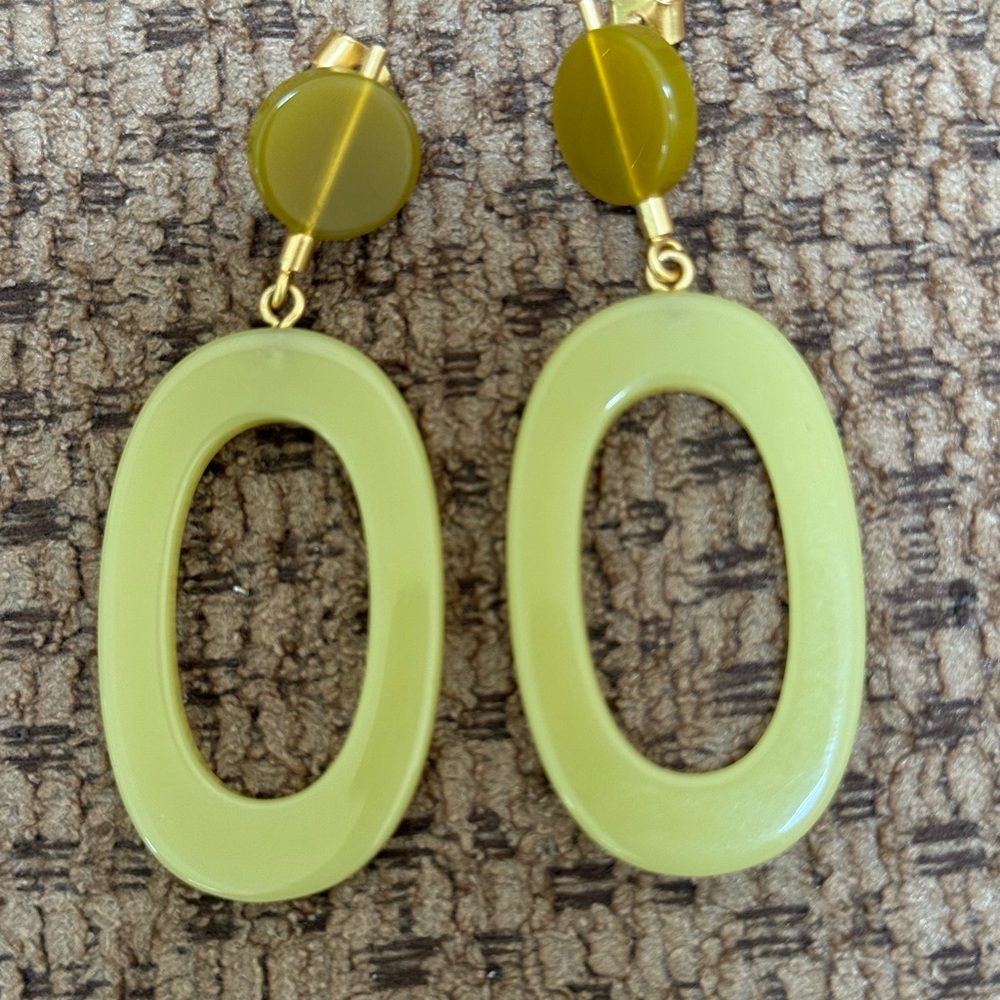 Gold and Green Dangle Earrings